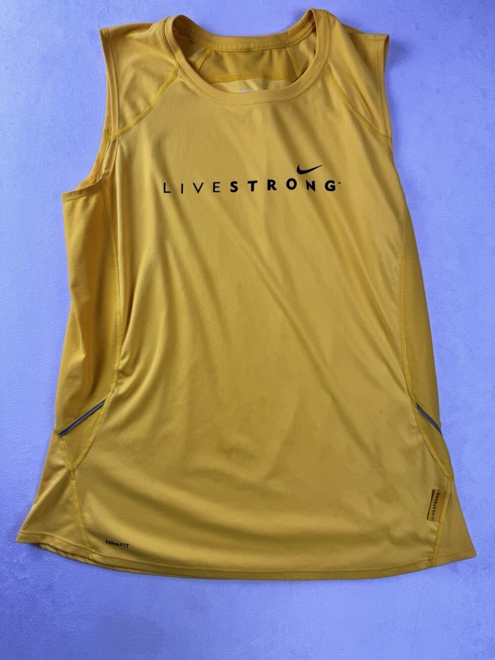 Nike Livestrong Men’s XL Yellow Sleeveless Training Tank Top Graphic Shirt